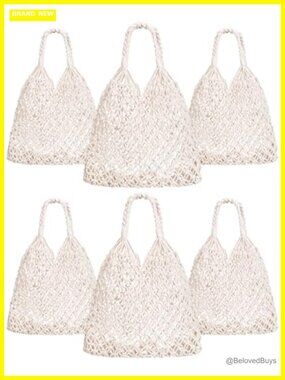 Set of 6 Crochet Tote Bags Macrame Beach Bags for Women